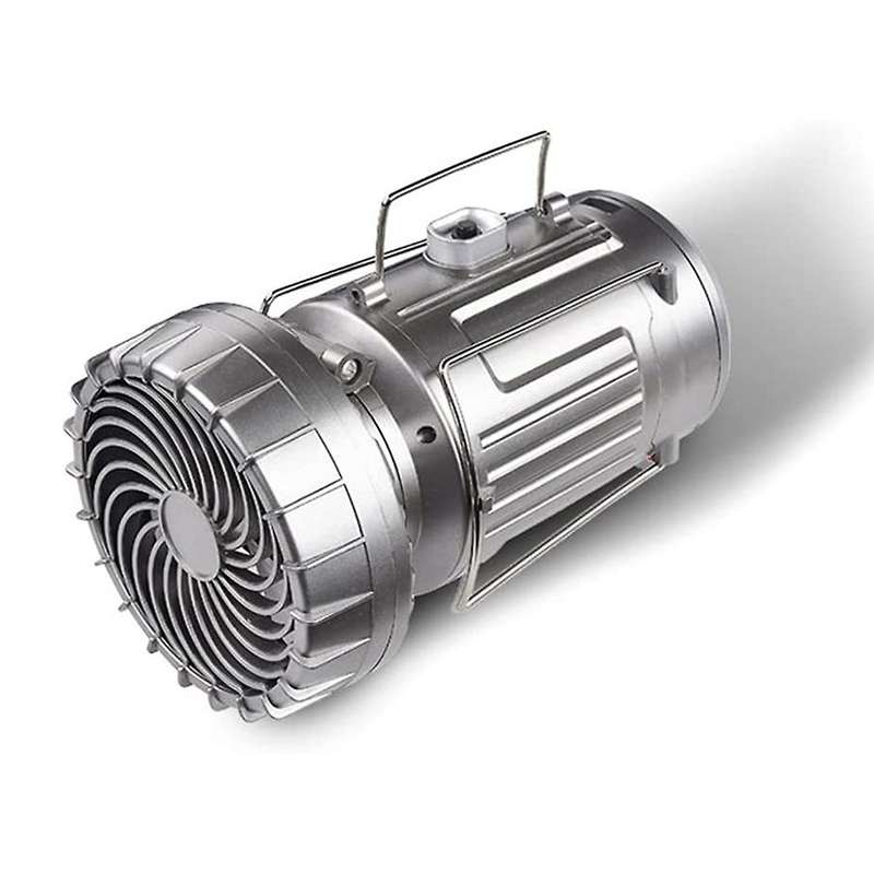 3 In 1 Led Camping Lantern with Fan, for Emergency,silver Us Plug