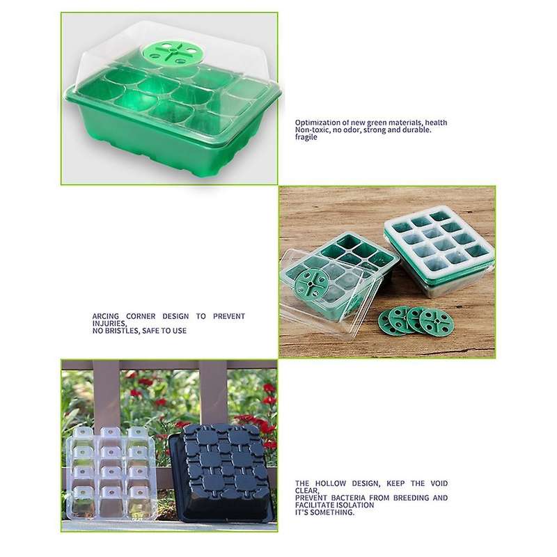 10pcs 12cells Seed Tray for Greenhouse Propagator Station Seeding,b