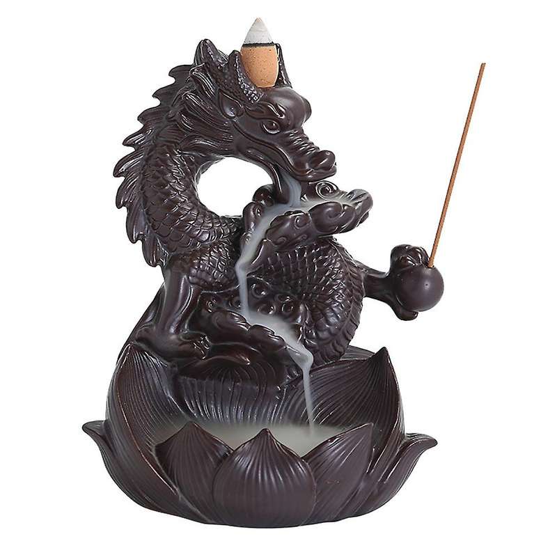 Home Decor Handmade Ceramic Dragon Backflow Incense Burner Holder