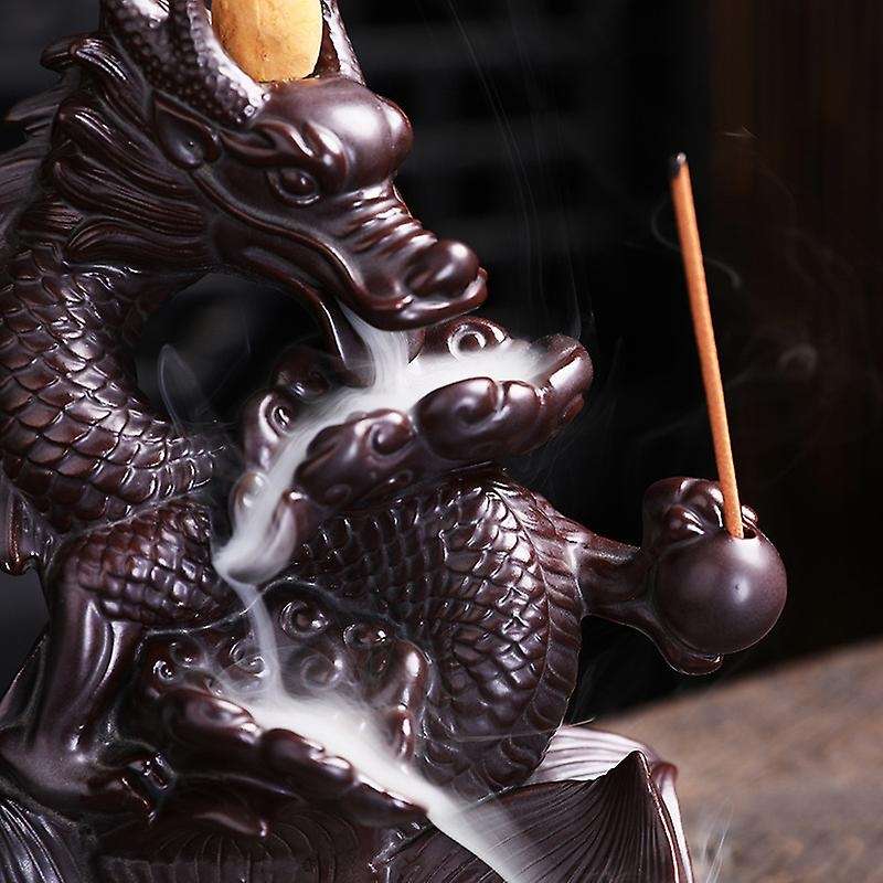 Home Decor Handmade Ceramic Dragon Backflow Incense Burner Holder