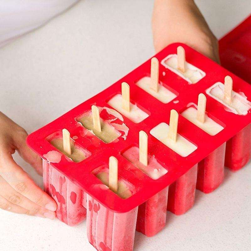 Silica Gel Ice Cream Mould Popsicle Mold 10 with High Quality Red
