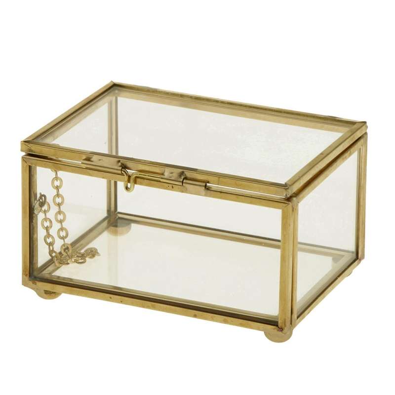 2x Geometric Glass Style Jewelry Box Table Container for Displaying