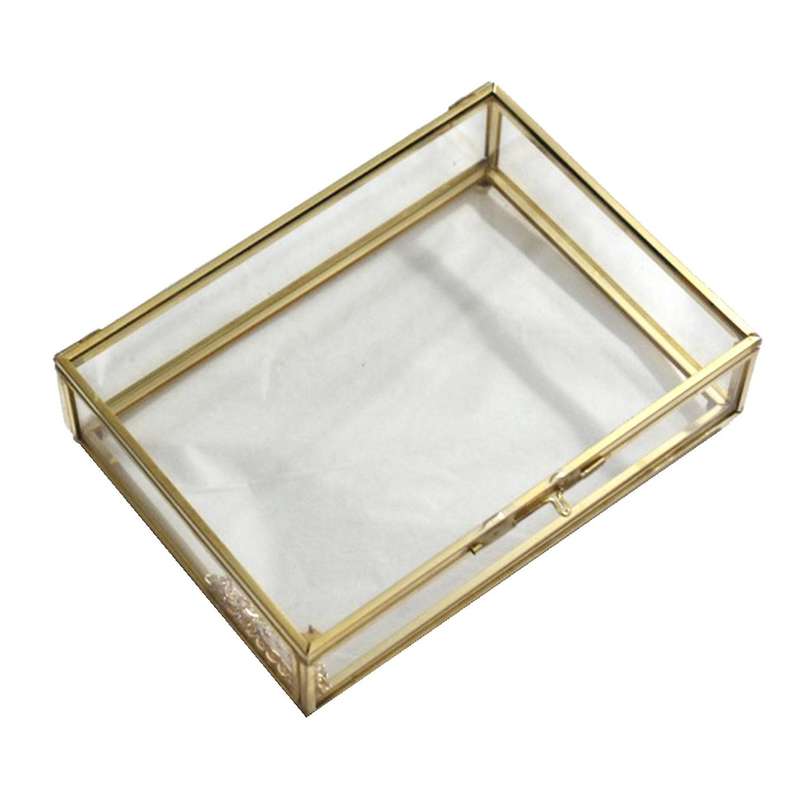 2x Geometric Glass Style Jewelry Box Table Container for Displaying