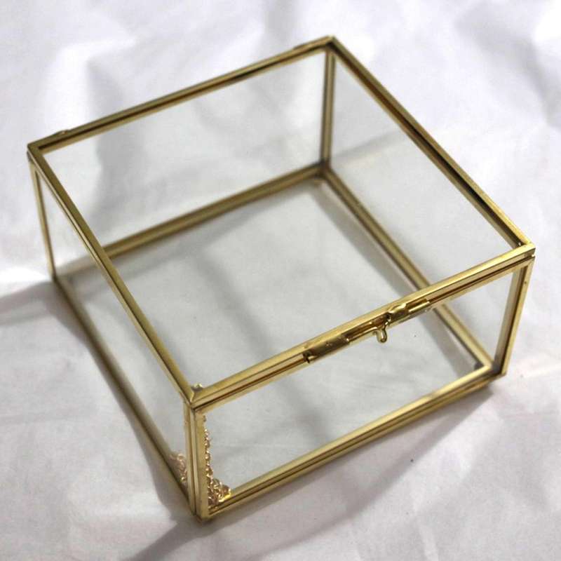 2x Geometric Glass Style Jewelry Box Table Container for Displaying