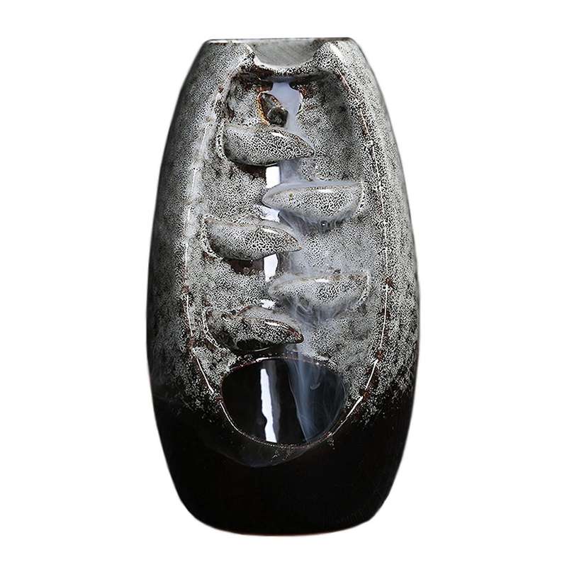 Waterfall Incense Holder Aroma Smoke Censer Holder for Home Gray