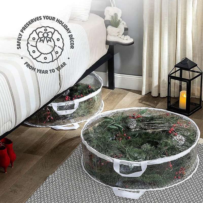 Christmas Wreath Storage Bag 24 Inches-double Zipper, Waterproof