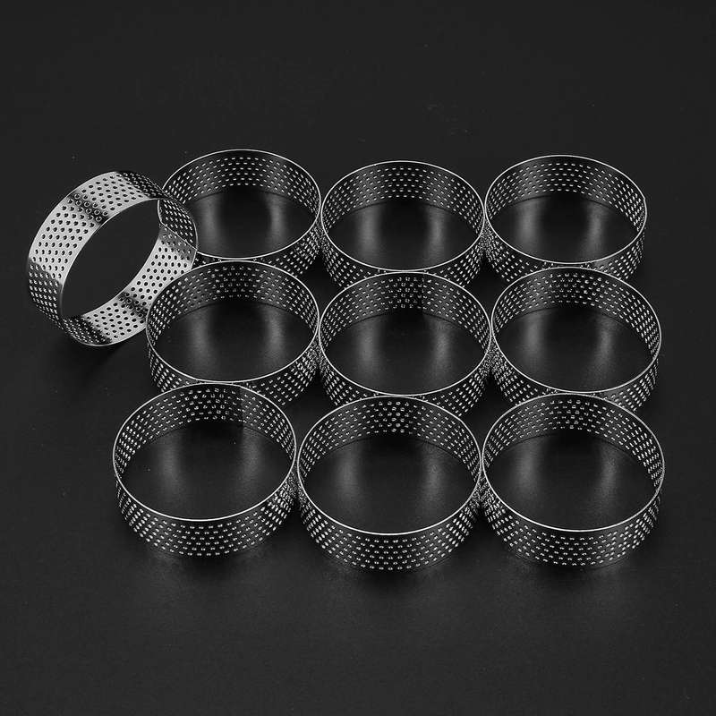 10pcs Round Stainless Steel Perforated Mousse Mold Baking Mold 6cm