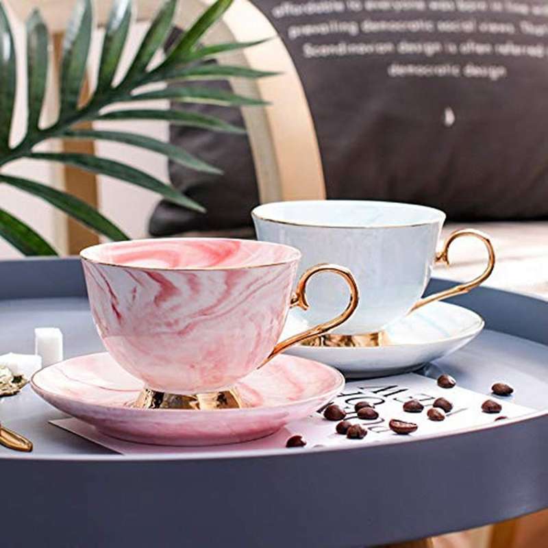 Vintage Porcelain Tea Cup and Saucer with Spoon Ceramic Coffee B