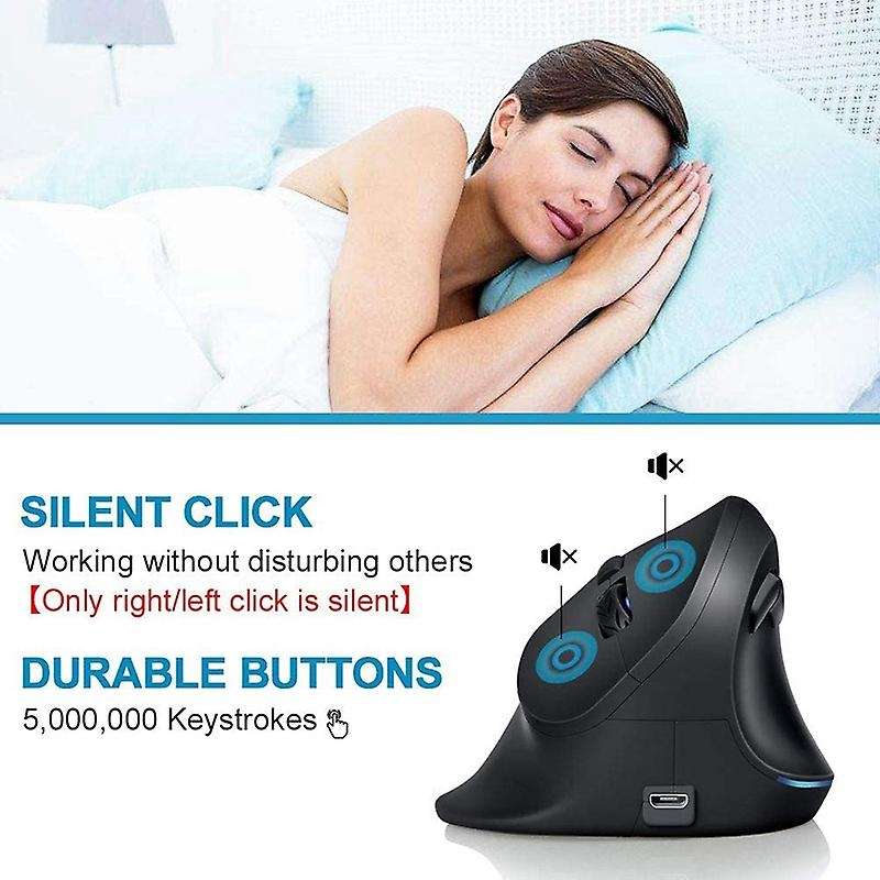 Vertical Wireless Mouse,rechargeable Optical Silent Ergonomic Mouse