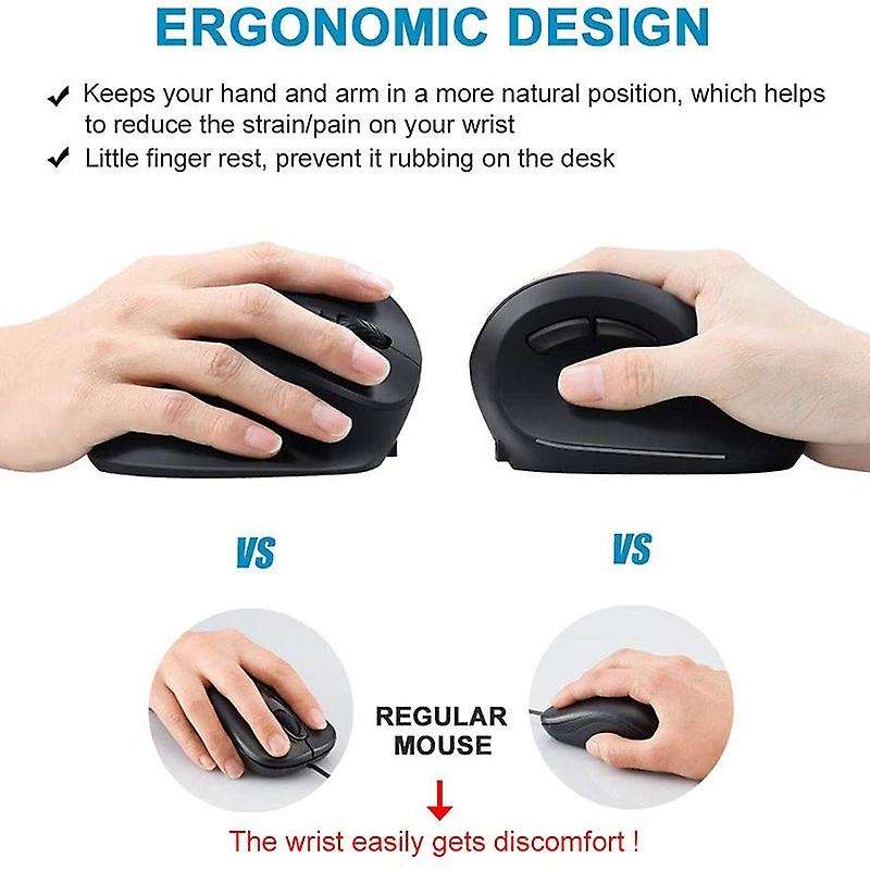 Vertical Wireless Mouse,rechargeable Optical Silent Ergonomic Mouse
