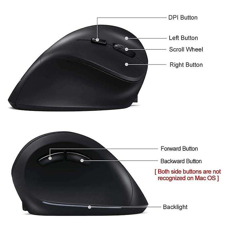 Vertical Wireless Mouse,rechargeable Optical Silent Ergonomic Mouse