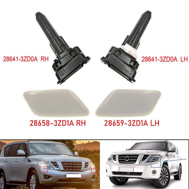Car Headlight Headlamp Washer Nozzle Cap for Nissan Patrol 2013+ (rh)