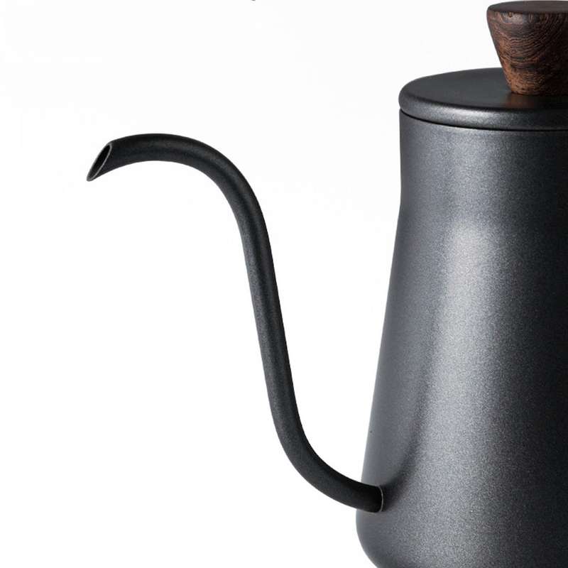 Stainless Steel 4mm Spout Black with Lid 400ml Coffee Kettle Teapot