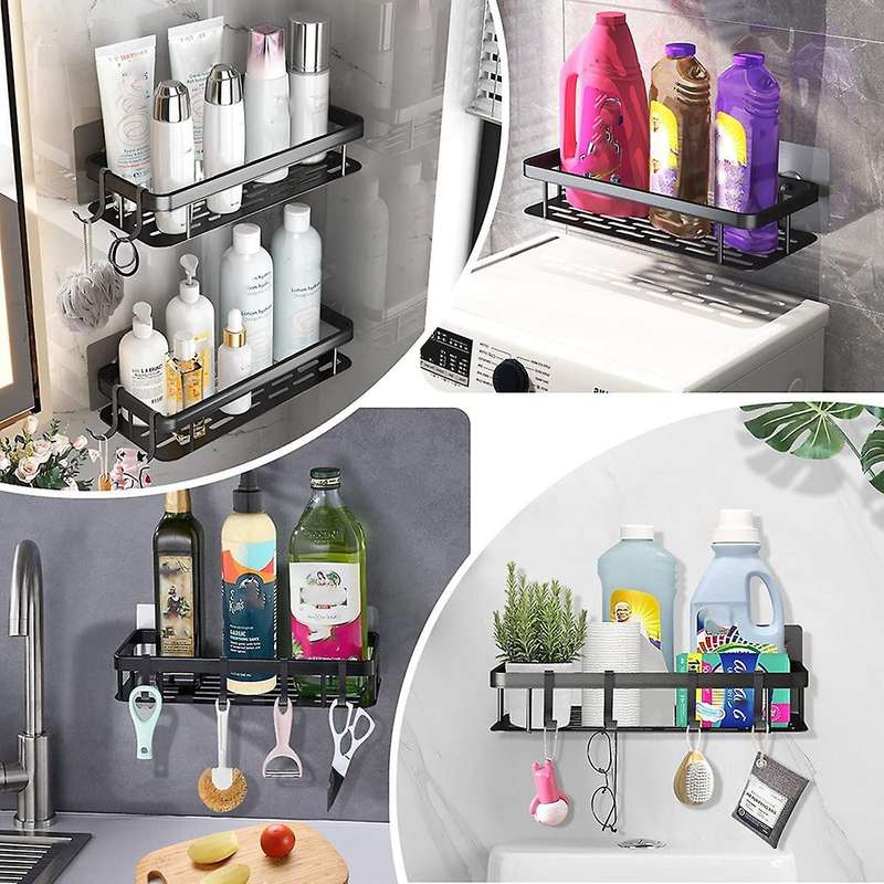 2pcs Shower Shelf,shower Basket,with Hook Organizer,bathroom Storage