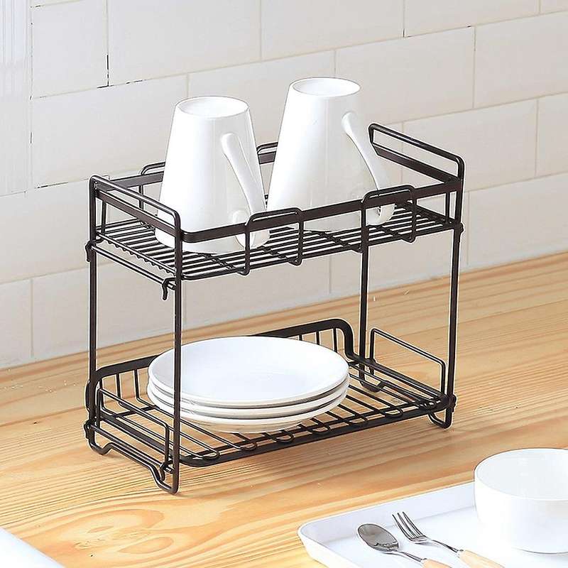 Storage Organiser Kitchen Wrought Iron Shelf, Storage Rack Black