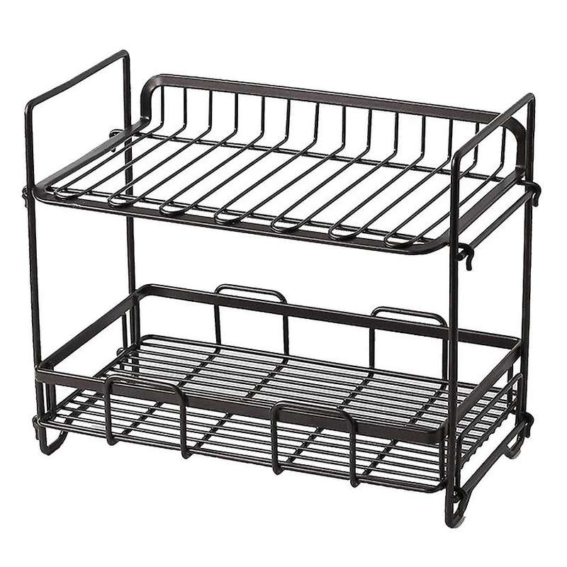 Storage Organiser Kitchen Wrought Iron Shelf, Storage Rack Black