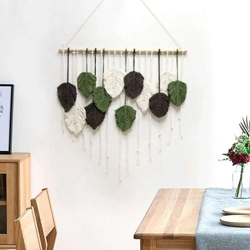 Feather Boho Wall Decor Woven Tassels Cotton Ornaments Tapestry C