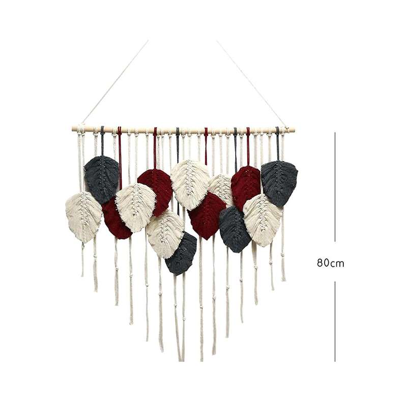 Feather Boho Wall Decor Woven Tassels Cotton Ornaments Tapestry C