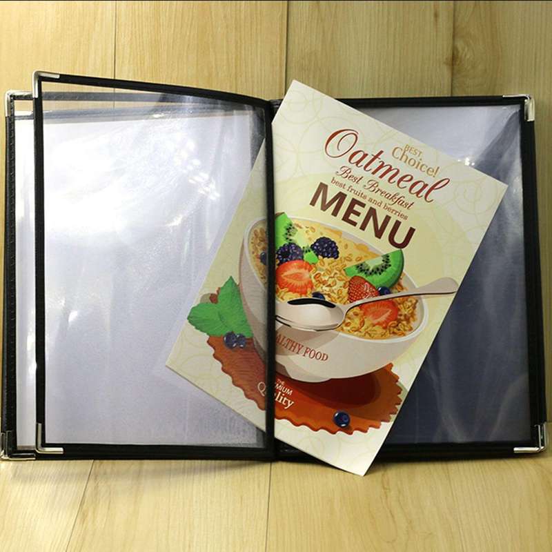 2x Transparent Restaurant Menu Covers-transparent Color + Black