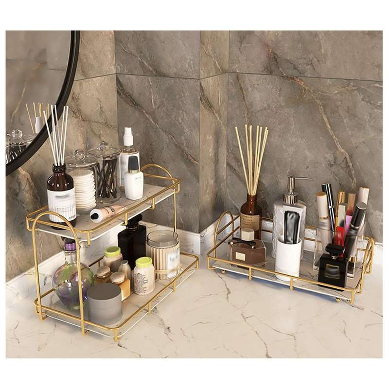 Light Luxury Countertop Makeup Organizer for Bathroom Storage Rack B