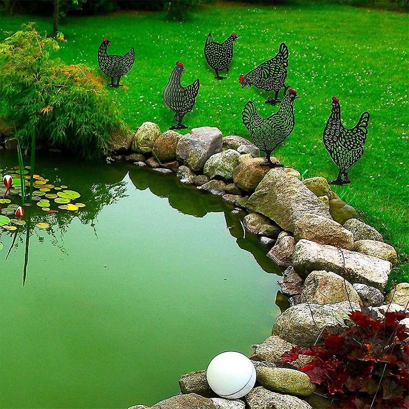 6 Pieces Chicken Garden Decoration Acrylic Statue for Home Backyard