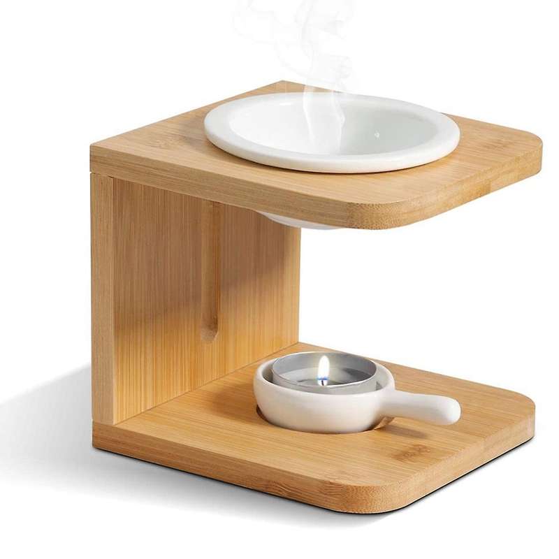 Wooden Essential Oil Burner, Wax Melt Burner with Candle Holder