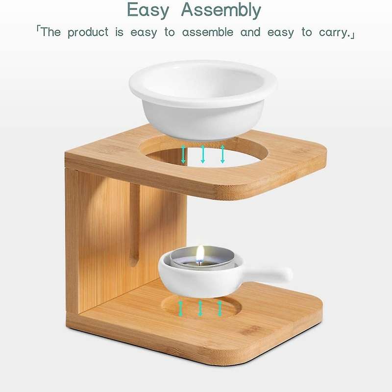 Wooden Essential Oil Burner, Wax Melt Burner with Candle Holder