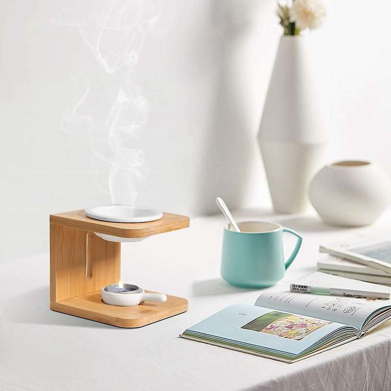 Wooden Essential Oil Burner, Wax Melt Burner with Candle Holder