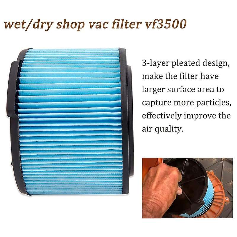 Hepa Filter for Ridgid Vf3500 3-4.5 Gallon Cleaner Dust Filters
