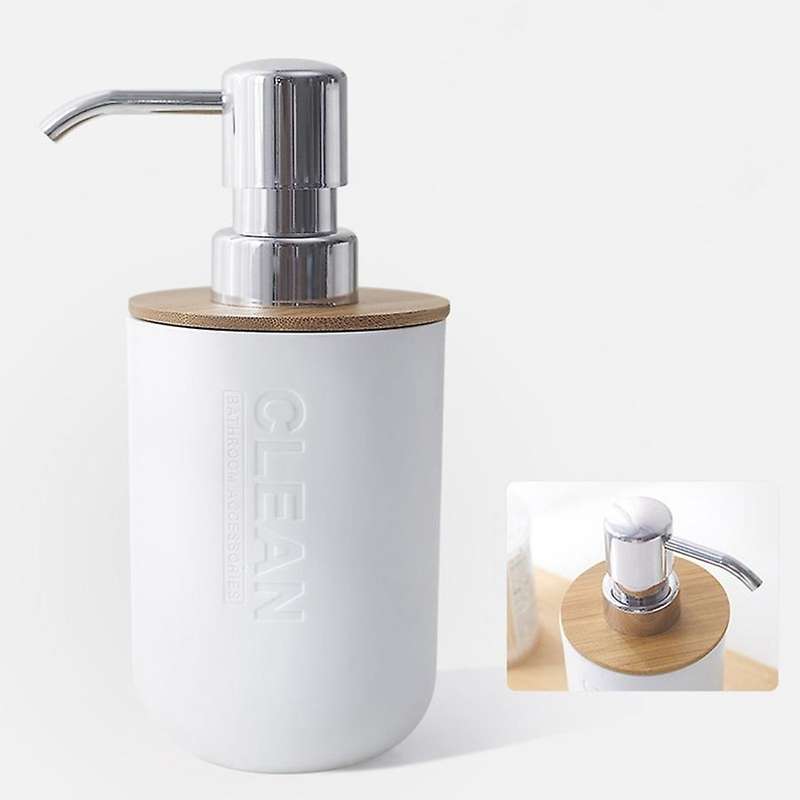 5pc Bamboo Bathroom Set Toilet Brush Holder Toothbrush Glass Cup Soap