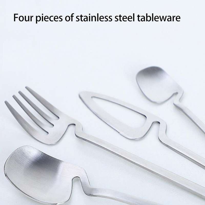 16pcs/set Dinnerware Set Knife Fork Spoon Dinner Set -black