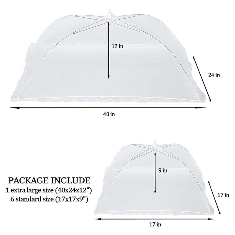 7 Pack Food Tents Food Covers for Outdoor Mesh Screen Collapsible