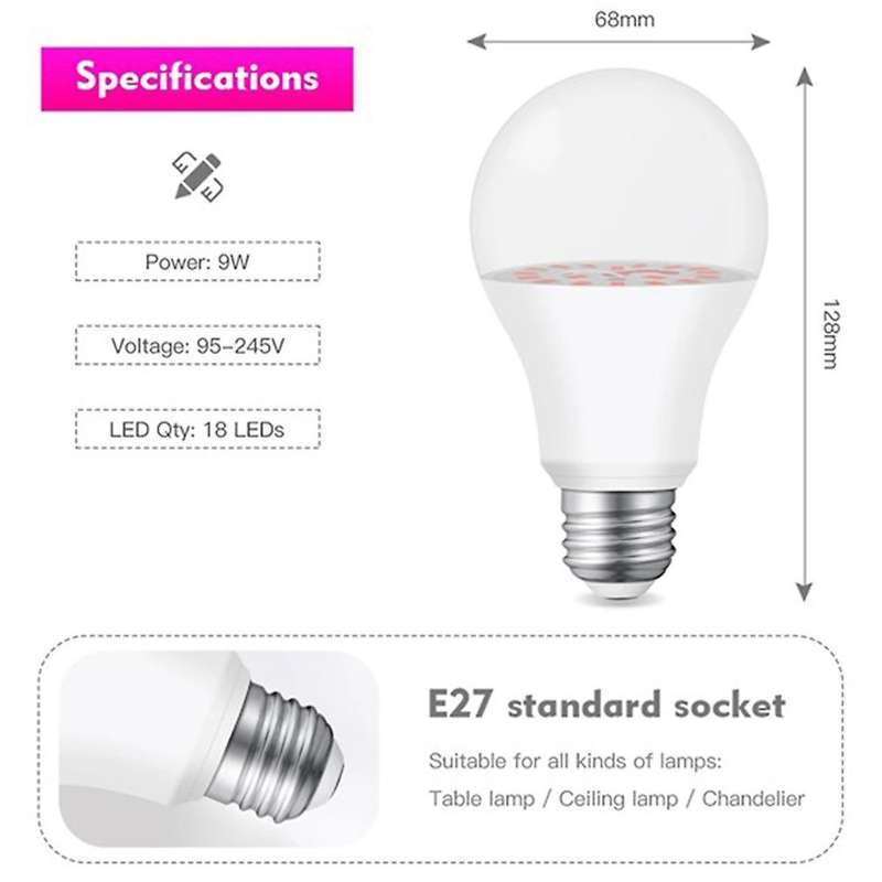 Led Grow Light Phytolamp for Full Spectrum Grow Tent Lights E27 6pcs