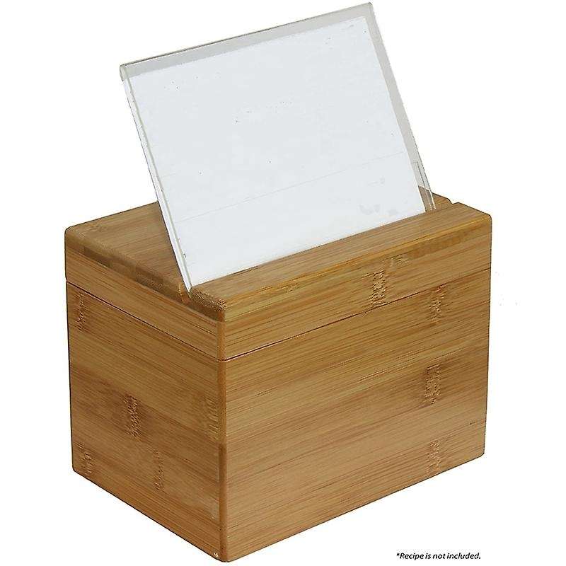 Bamboo Recipe Box for Organize and Store Recipes In The Kitchen