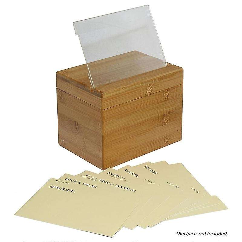 Bamboo Recipe Box for Organize and Store Recipes In The Kitchen