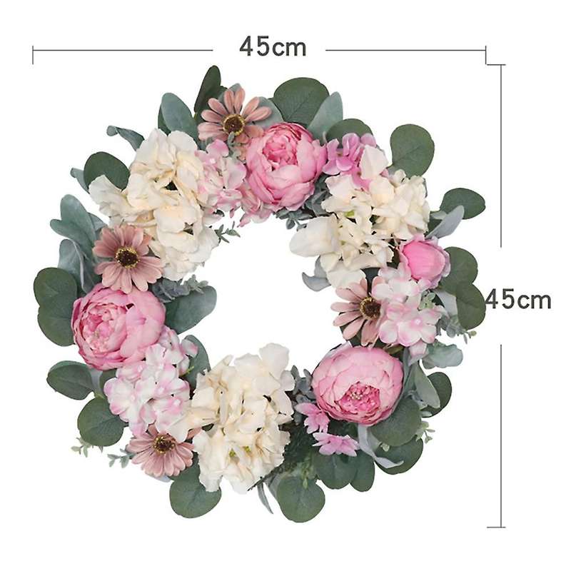 Peony Flower Decorative Artificial Flower Wreath, Faux Floral Wreath