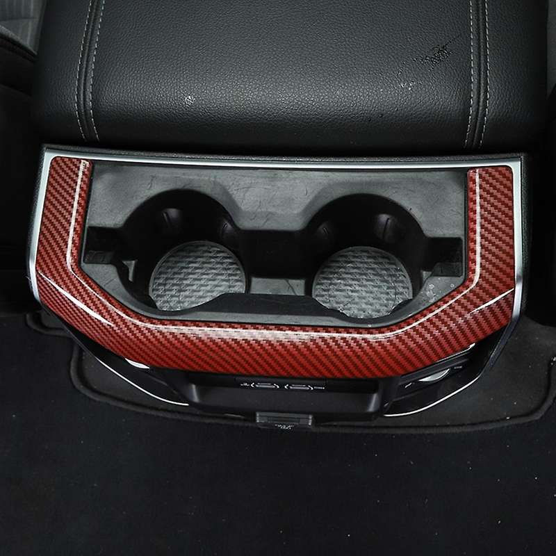 Car Cup Holder Panel for Dodge Ram 2018-2022, Red Carbon Fiber