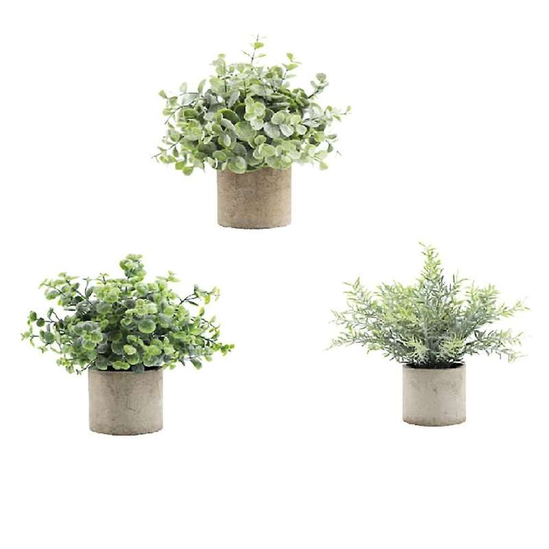 3 Pack Mini Artificial Potted Plants Faux Eucalyptus Plants Money