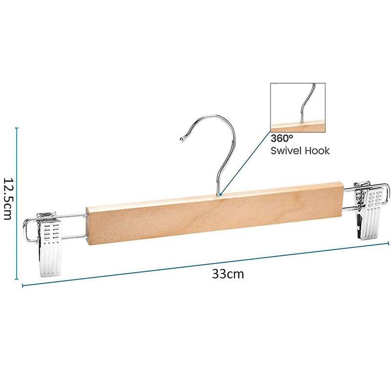 Wooden Skirt Hangers with Adjustable Clips Non-slip Trouser Hanger