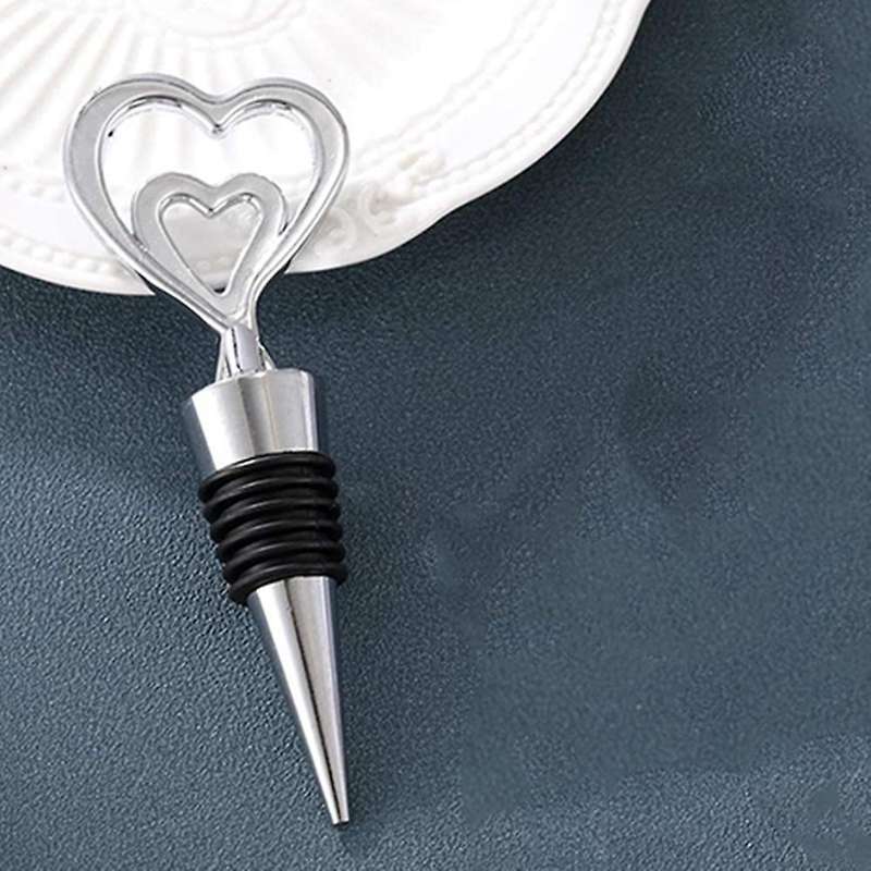 12pcs Alloy Double Heart Wine and Beverage Bottle Stoppers Caps