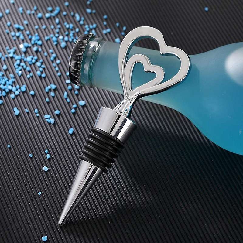 12pcs Alloy Double Heart Wine and Beverage Bottle Stoppers Caps
