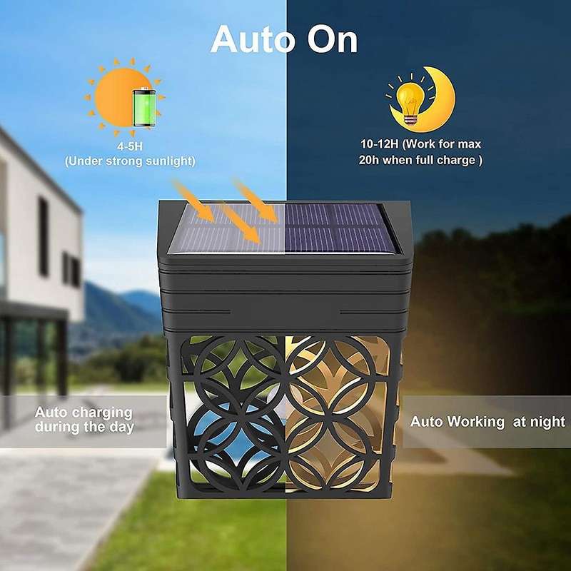 4pcs Fence Lights Waterproof Outdoor Solar Wall Light