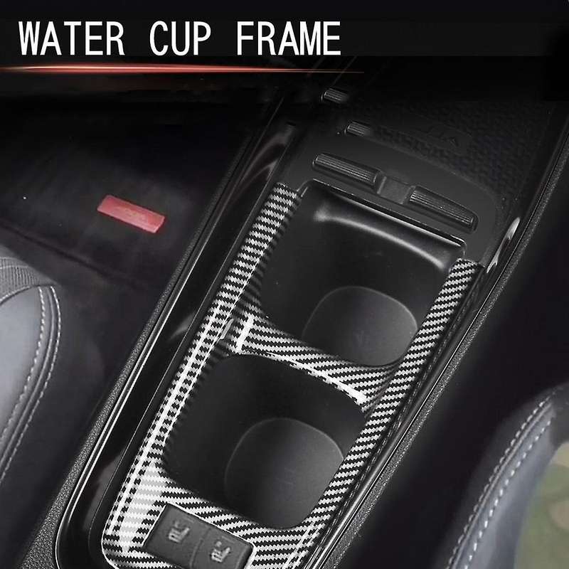 Car Carbon Fiber Center Console Water Cup Holder Decoration Cover