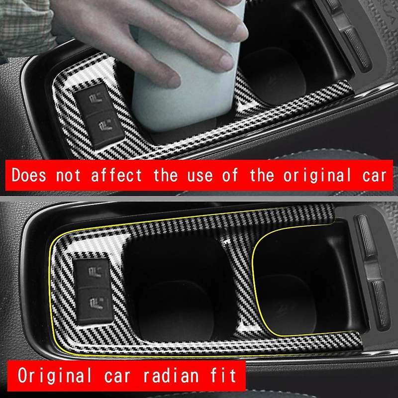 Car Carbon Fiber Center Console Water Cup Holder Decoration Cover