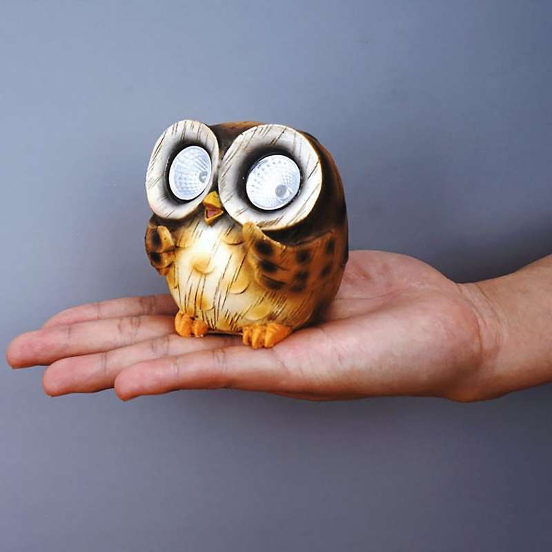 3 Packs Owl Solar Path Light Lamp Outdoor Solar Owl Decor Resin Owl