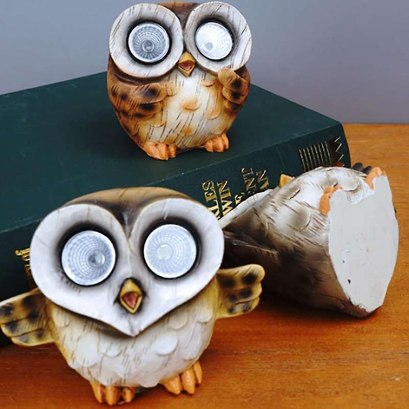 3 Packs Owl Solar Path Light Lamp Outdoor Solar Owl Decor Resin Owl
