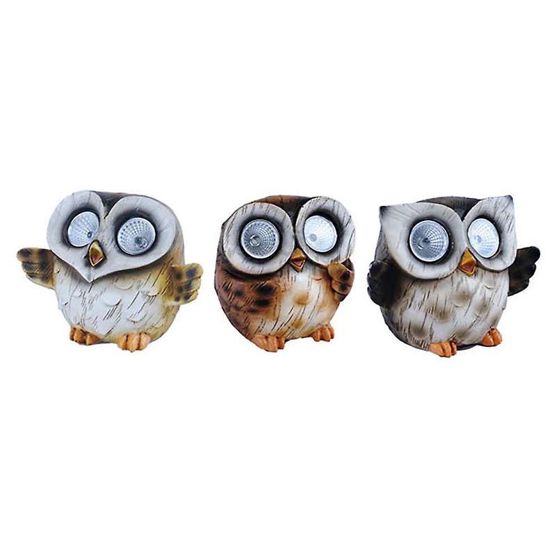 3 Packs Owl Solar Path Light Lamp Outdoor Solar Owl Decor Resin Owl