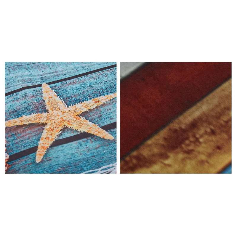 Blue Fishing Net Conch Shells Starfish Nautical Non-slip Bath Mats