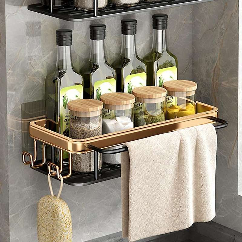 Punch Free Bathroom Shelf Shelves Shampoo Shower Storage Rack