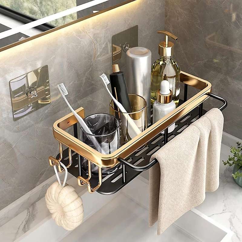 Punch Free Bathroom Shelf Shelves Shampoo Shower Storage Rack